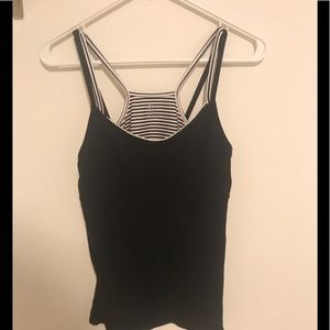GapFit Black tank with striped sports bra -S 👯‍♀️